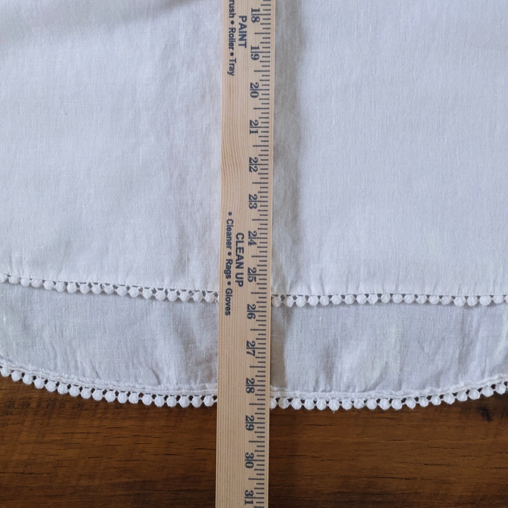 Chico's Ruffle Sleeve White 100% Linen Blouse Pom Pom Trim Women's 18 Lagenlook - Picture 7 of 7